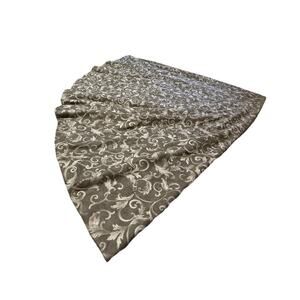 Vintage Handmade Round Tablecloth Green Brown Leaf Print 110" Large Jacquard